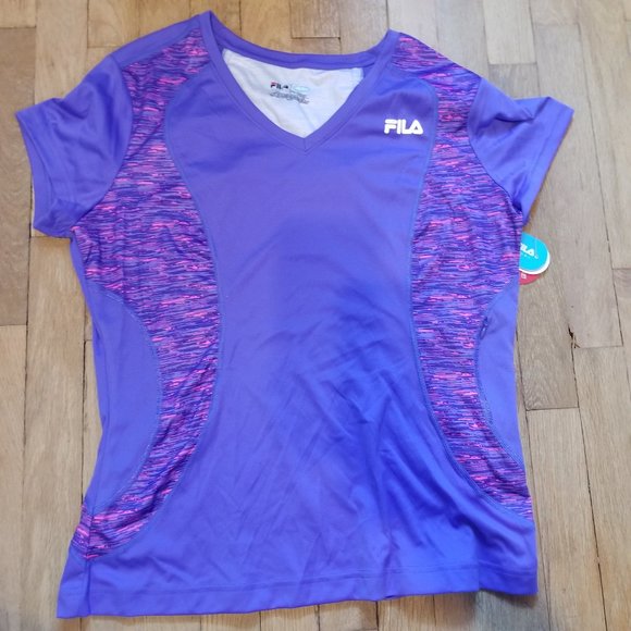 NEW Fila Purple Pink Short Sleeve Women's Athletic Shirt Size XL - Picture 1 of 5